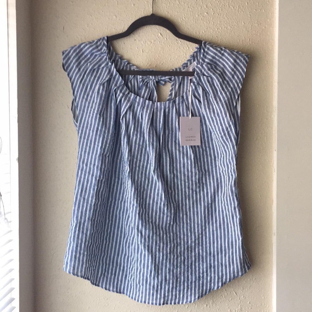 Blue & white stripe summer top (XS)